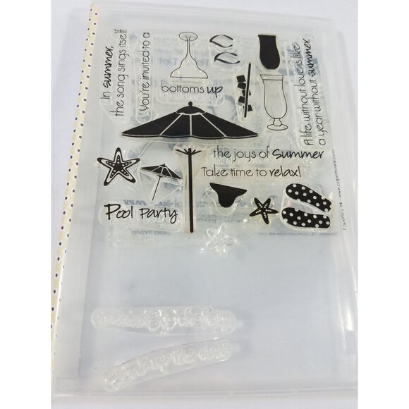 Stampin’ Up Lot Of 5 Stamp Sets Unmounted Day at the Beach Trajan Chevron Merry - Picture 6 of 16